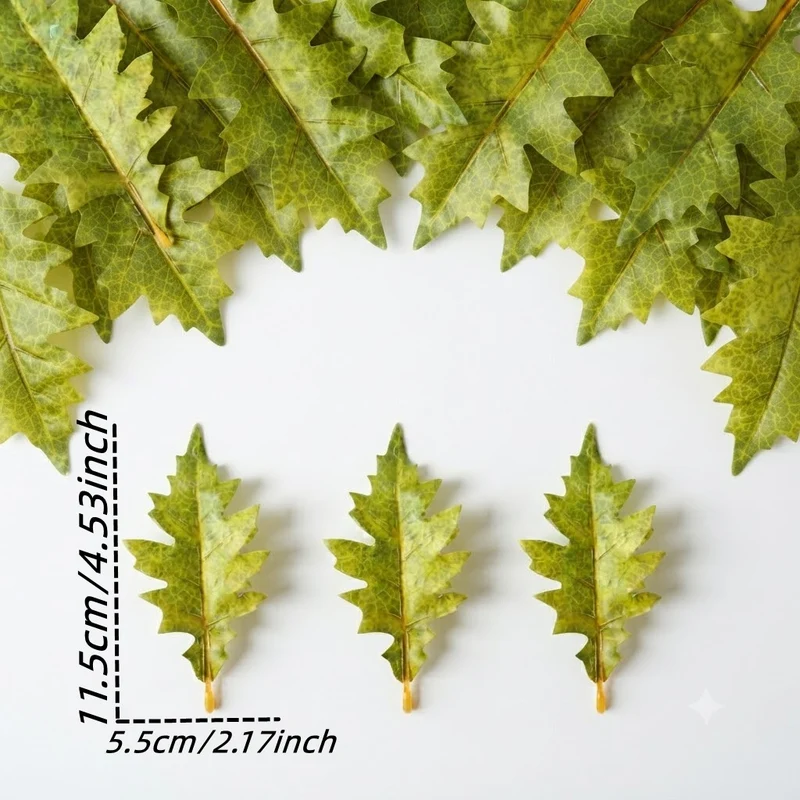Künstliche Eichenblätter, 14 cm Höhe, 50 Stück pro Packung, für saisonale Dekoration, Hochzeiten, Einzelhandel, Inneneinrichtung
