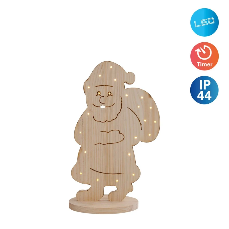 LED-Holz-Dekofigur „Santa" für außen