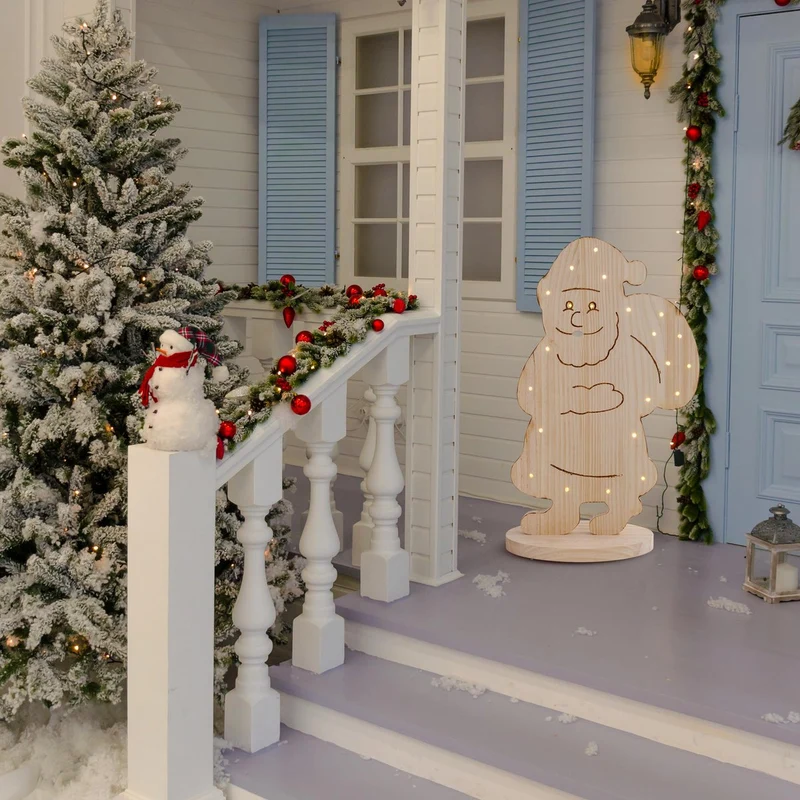 LED-Holz-Dekofigur „Santa" für außen