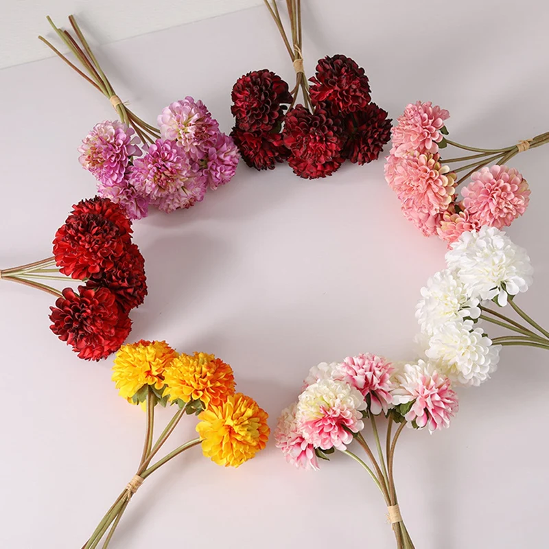 Chrysanthemen Kunstblumen Strauss, 40 cm Seidenblumen Bouquet, Hochwertige Deko Blumen für Vase, Landhausstil, Hochzeit