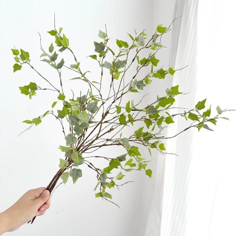 Künstliche Efeu-Zweige 58 cm, realistische Optik, grün/grau/gelb/rot, ideal für Hochzeiten, Cafés, Wohnräume, Dekoration