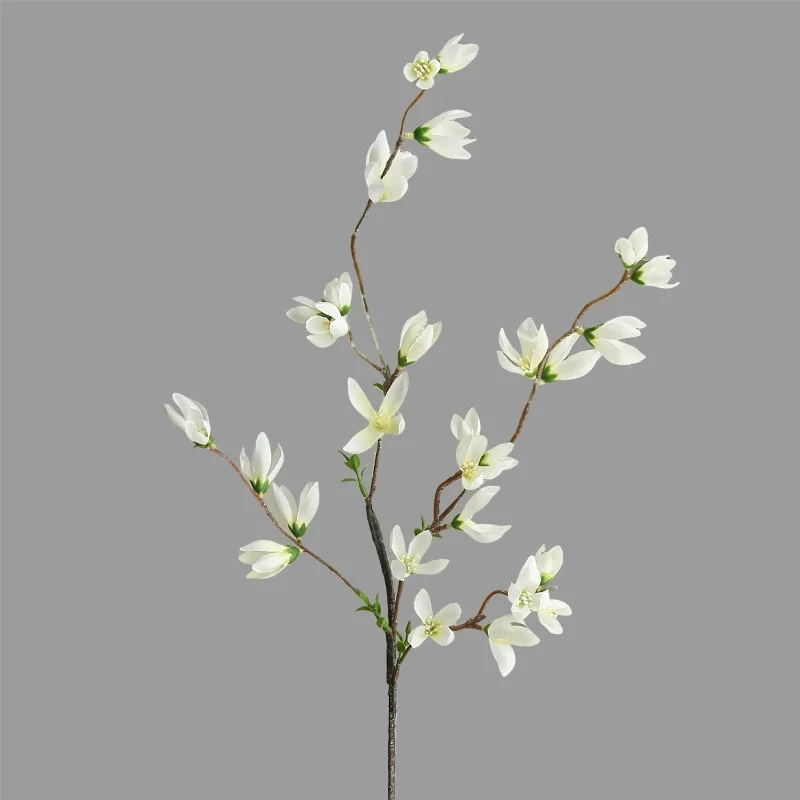 Künstlicher Magnolienzweig 90 cm, Lebensechte Mini-Magnolie in Real-Touch-Qualität, Dekozweig für Vase, Hochzeit, Wohnzimmer & Gastronomie
