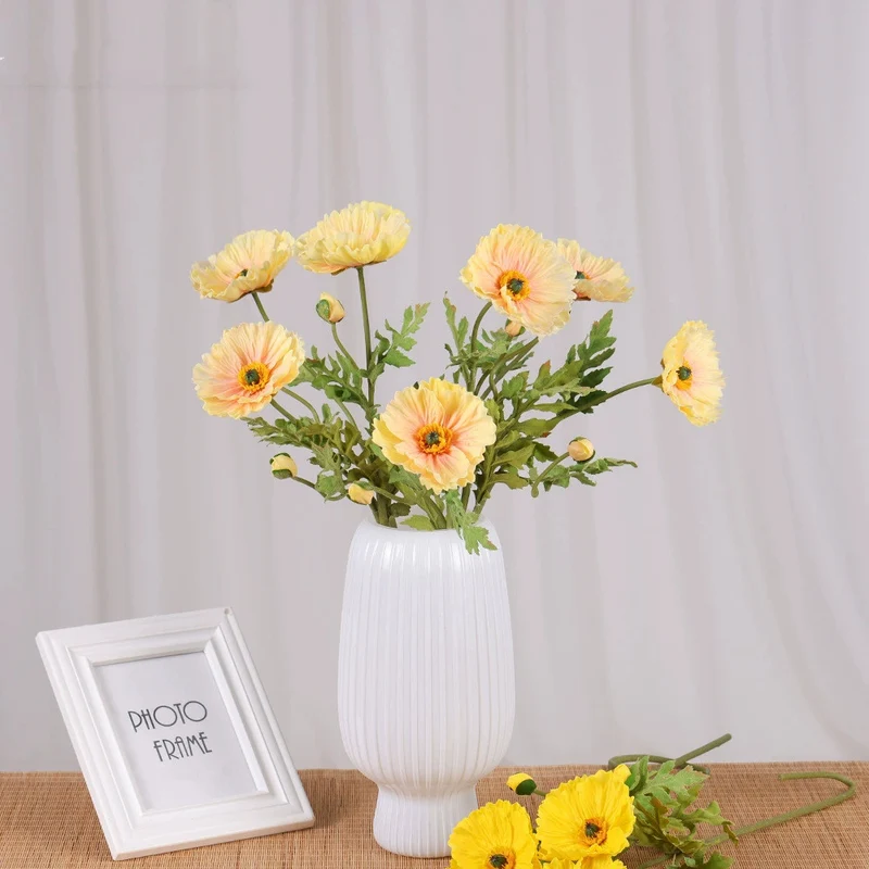 Künstliche Mohnblume 60 cm, Täuschend Echte Seidenblume mit Realistischer Haptik, Dekoblume für Vase, Hochzeit, Gestecke & Gewerbe, 9 Farben