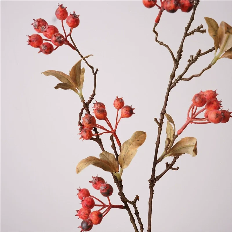 Kunstzweig mit Beeren 95 cm, Täuschend Echter Dekozweig in Trockenblumen-Optik für Vase, Hochzeit & Floristik, Nordische Deko