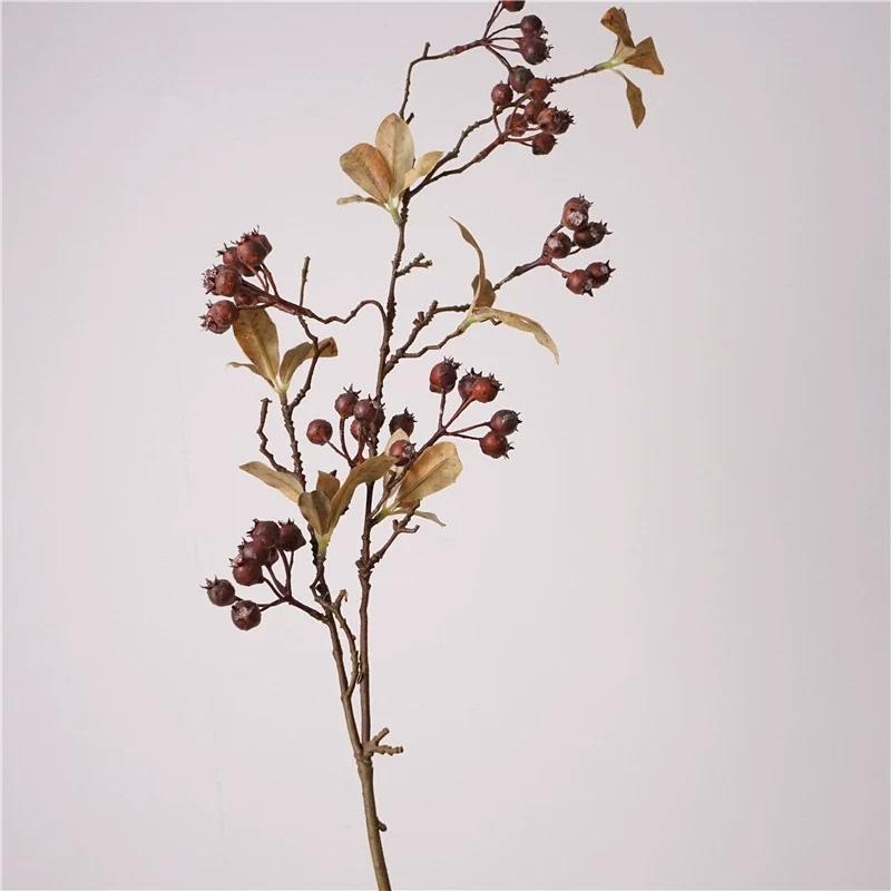 Kunstzweig mit Beeren 95 cm, Täuschend Echter Dekozweig in Trockenblumen-Optik für Vase, Hochzeit & Floristik, Nordische Deko