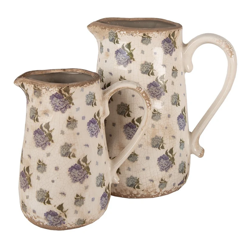 Dekorativer Keramikkrug in Beige und Blau
