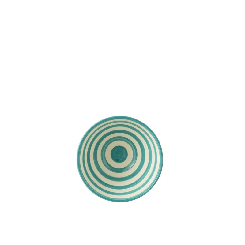 Schüssel Granada Stripes High, Keramik Weiß/Aqua, Medium