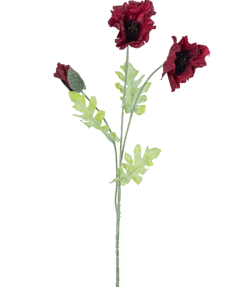 Künstliche Blume Mohn 73 cm bordeaux