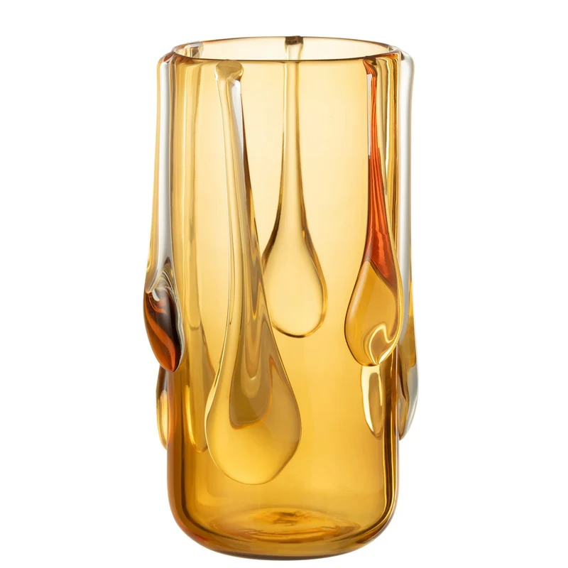 Vase Drippy in Bernstein-Glas, große Ausführung