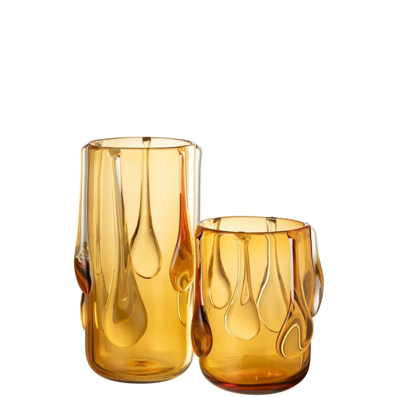 Vase Drippy in Bernstein-Glas, große Ausführung