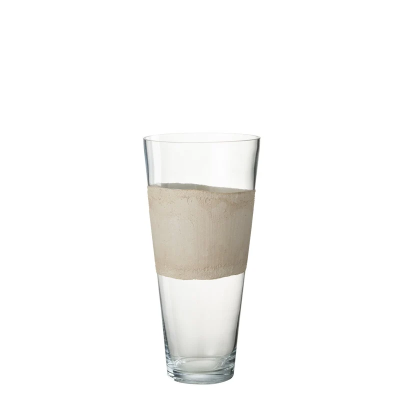 Vase Delph in transparentem Glas mit Beige-Verlauf