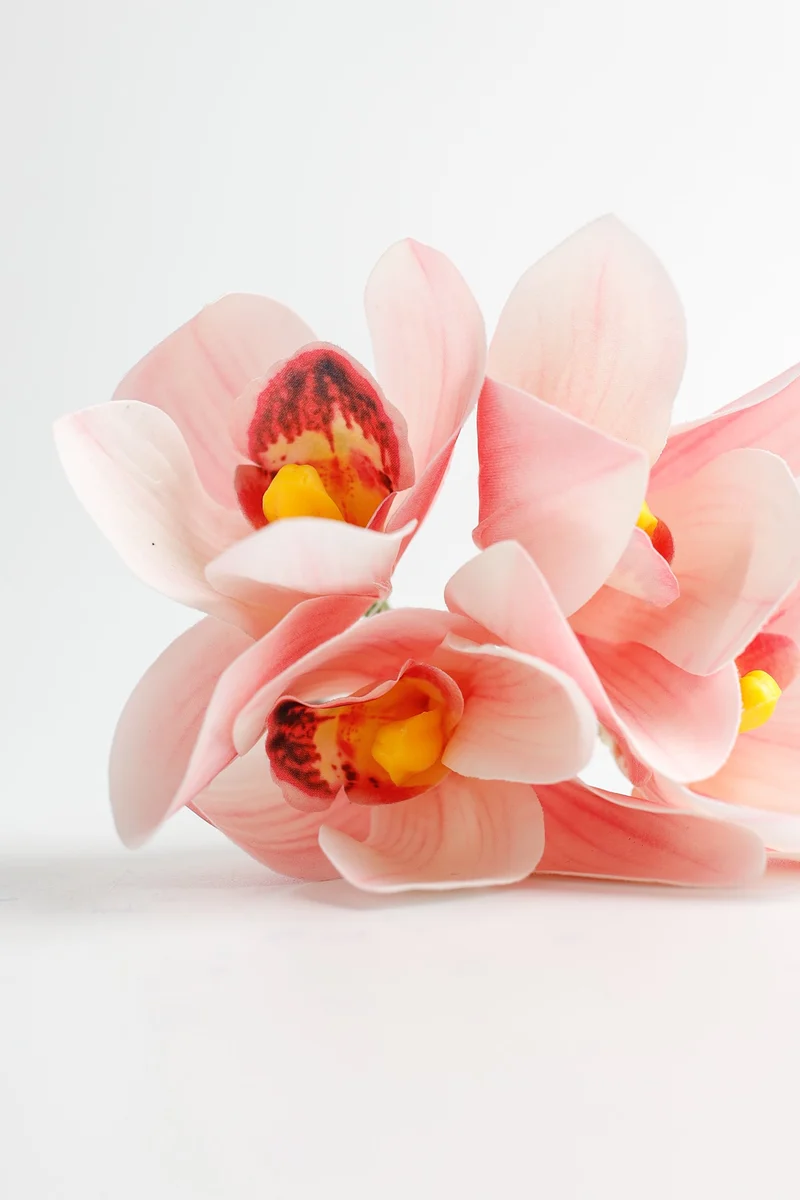 Künstliche Cymbidium-Orchidee mit Real-Touch, ca. 28 cm hoch – flexibler Stiel für Vase, DIY-Gestecke & Hochzeitsfloristik