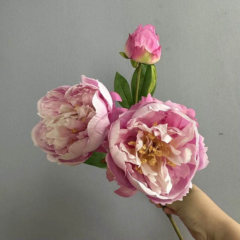 Künstliche Pfingstrose 50 cm, 2er-Set – Seidenblumen mit je 2 Blütenköpfen für Vase, Hochzeit & Deko