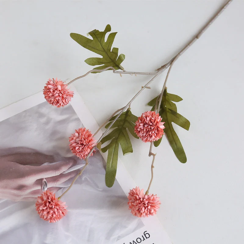 Künstlicher Kiku Stiel 66 cm, Chrysantheme Pompon Blume, realistischer Künstliche Gänseblümchen für hohe Vasen, Hochzeitsdeko, Event & Wohnkultur