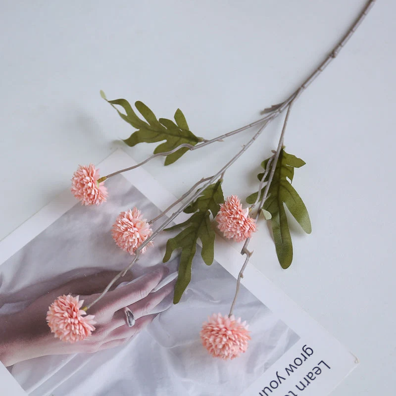 Künstlicher Kiku Stiel 66 cm, Chrysantheme Pompon Blume, realistischer Künstliche Gänseblümchen für hohe Vasen, Hochzeitsdeko, Event & Wohnkultur