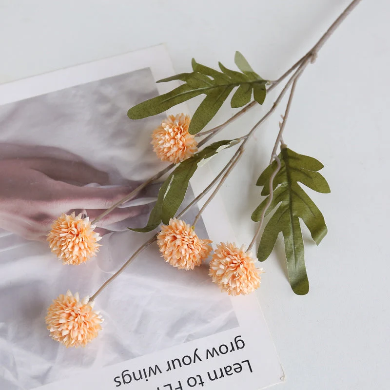 Künstlicher Kiku Stiel 66 cm, Chrysantheme Pompon Blume, realistischer Künstliche Gänseblümchen für hohe Vasen, Hochzeitsdeko, Event & Wohnkultur