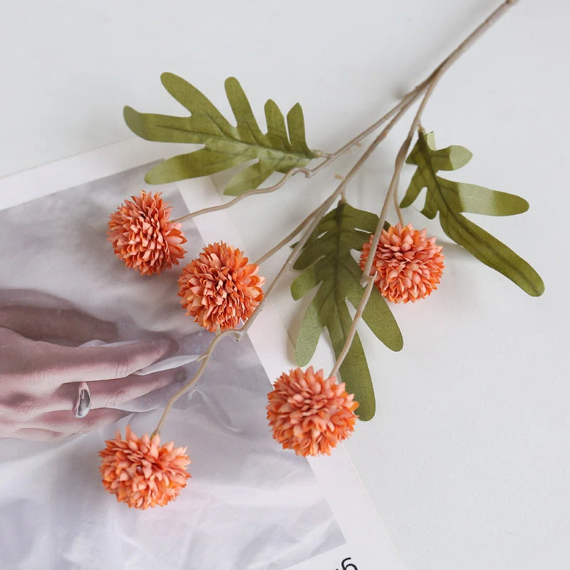 Künstlicher Kiku Stiel 66 cm, Chrysantheme Pompon Blume, realistischer Künstliche Gänseblümchen für hohe Vasen, Hochzeitsdeko, Event & Wohnkultur