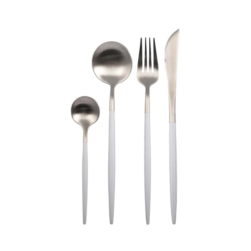 Besteck-Set 24-teilig in Silber und Weiß