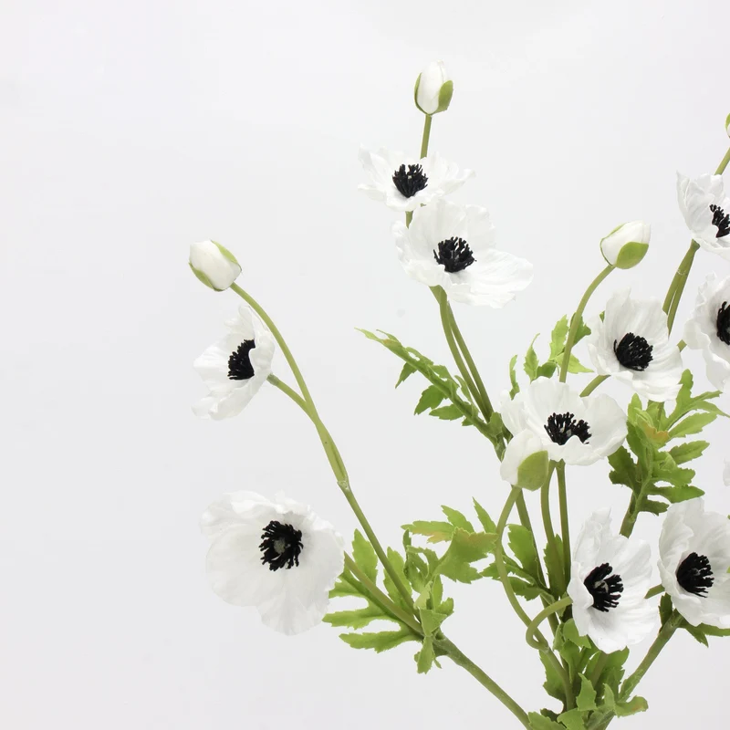 Mohnblume künstlich 38 cm, hochwertiger Real Touch Mohn-Stiel, täuschend echt für Vase, Hochzeitsdeko, Arrangements & Landhausstil