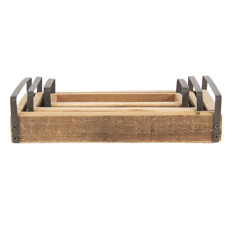 Tablett-Trio aus Holz - dreiteiliges Dekotablett-Set
