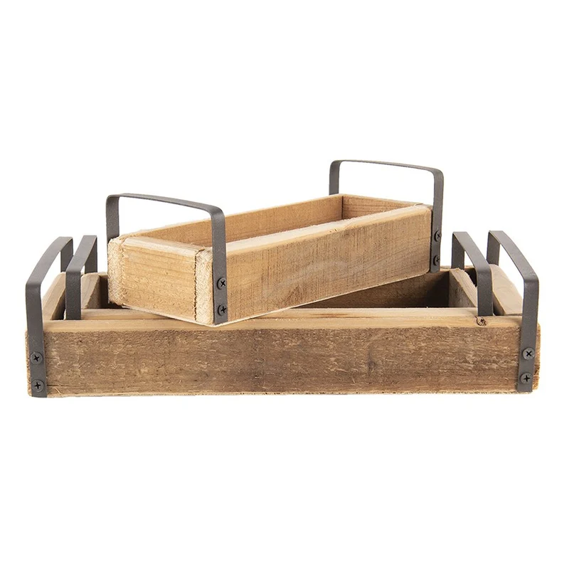 Tablett-Trio aus Holz - dreiteiliges Dekotablett-Set