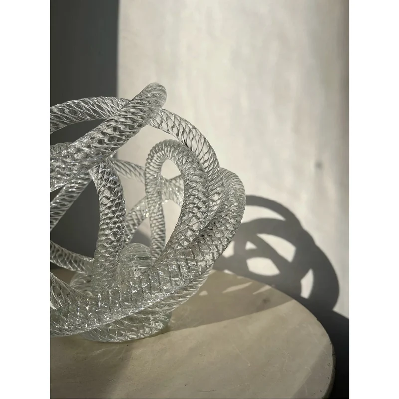 Geknotete Glasskulptur aus Klarglas, groß