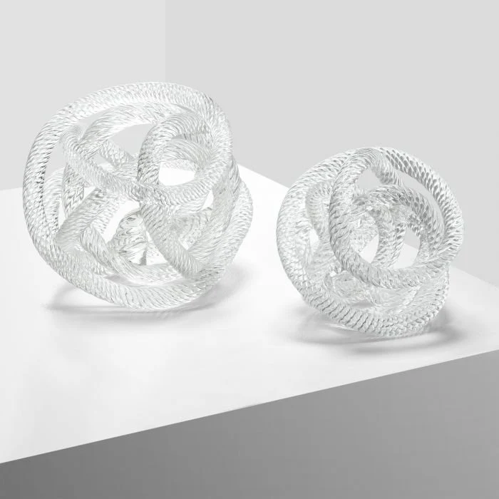 Geknotete Glasskulptur aus Klarglas, groß
