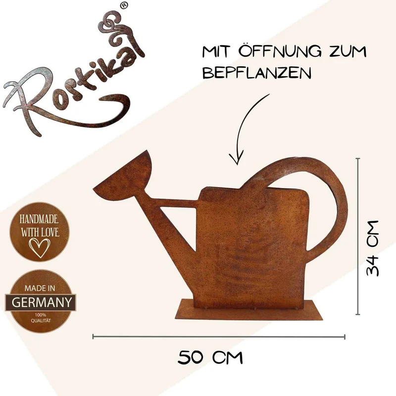 Bepflanzbare Gießkanne im Vintage-Look aus Edelrost