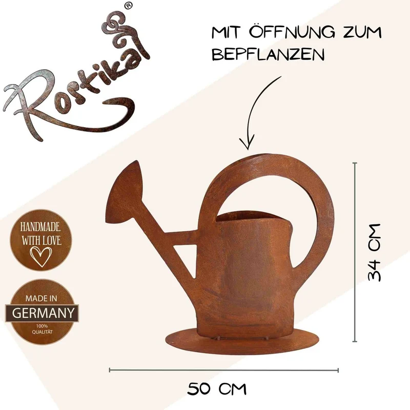 Bepflanzbare Gießkanne im Vintage-Look aus Edelrost