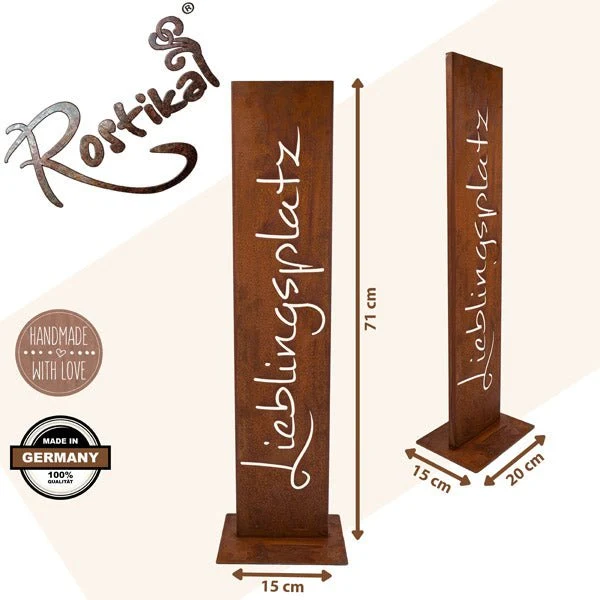 Deko-Schild „Lieblingsplatz" aus Edelrost