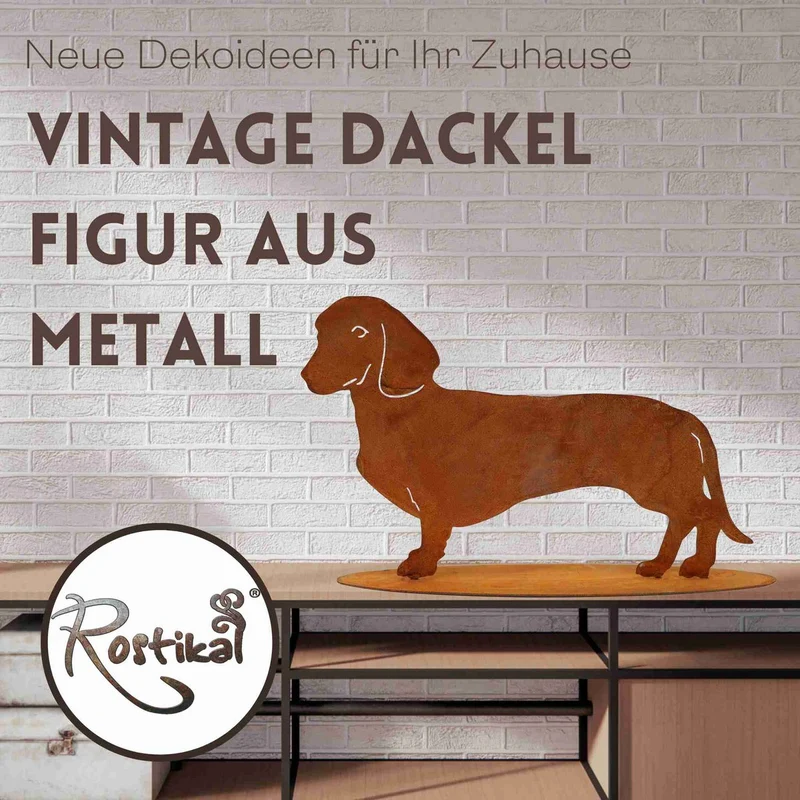 Edelrost-Dackel „Waldi“ als Gartenfigur