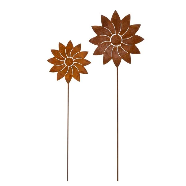 Edelrost-Dekoblume auf Stab für Garten und Fenster