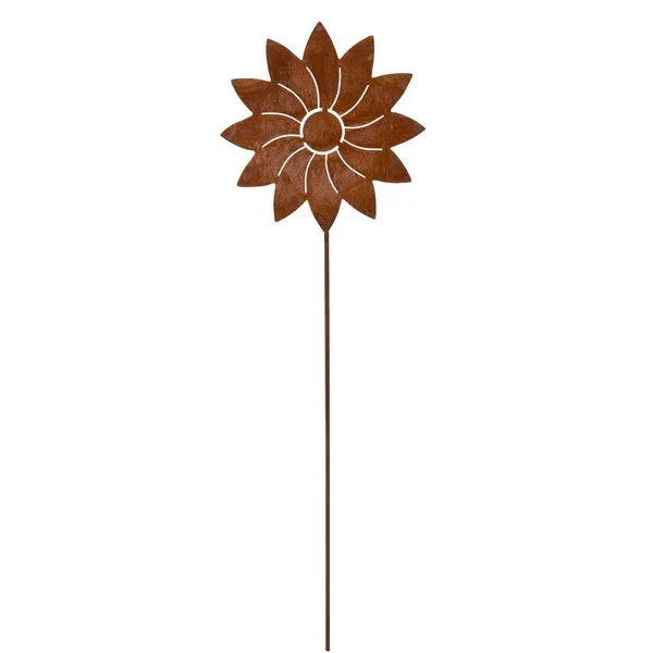 Edelrost-Dekoblume auf Stab für Garten und Fenster