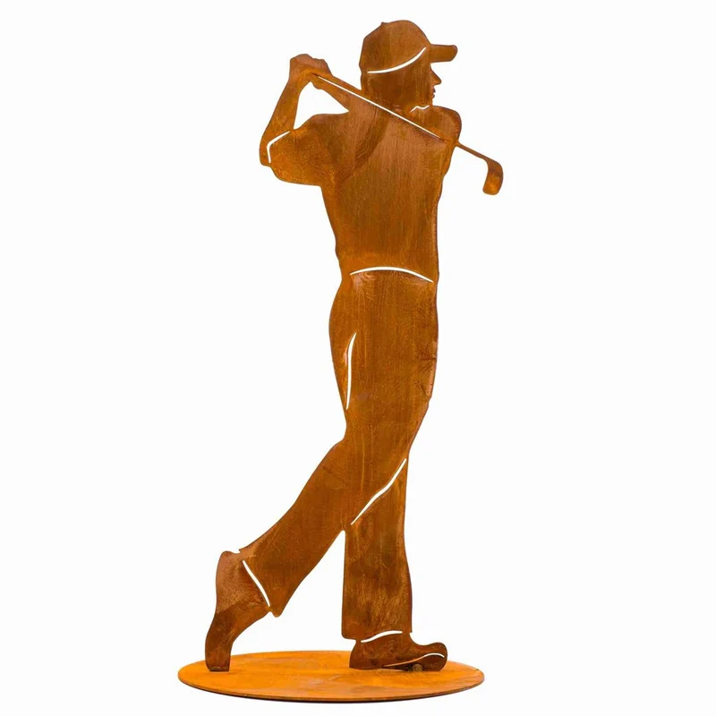 Golfer-Skulptur aus Edelrost – Deko-Trophäe für Golfliebhaber