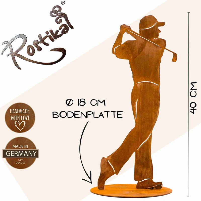 Golfer-Skulptur aus Edelrost – Deko-Trophäe für Golfliebhaber