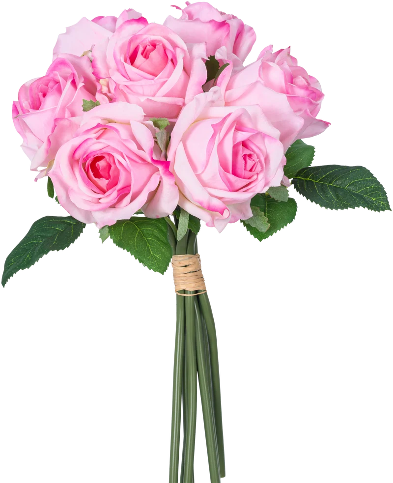 Künstlicher Rosenstrauß 7 Rosen Real Touch Pink 30 cm