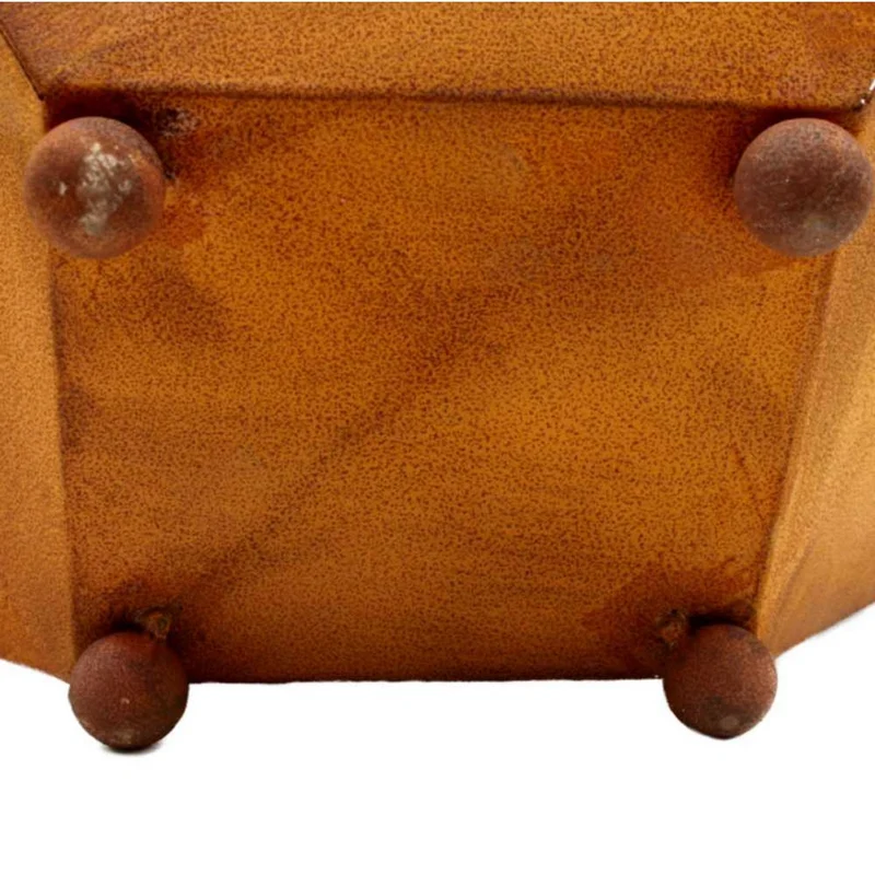 Rost Pflanzschale mit Kugelrand | Edelrost Gartendeko für Balkon und Terrasse