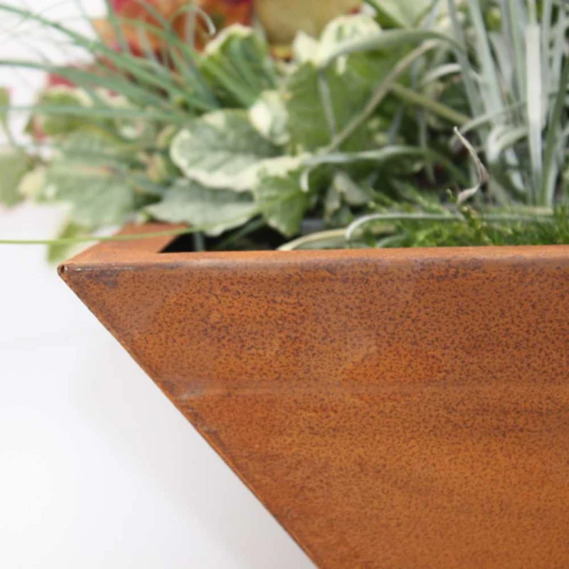 Rost Pflanzschale mit Kugelrand | Edelrost Gartendeko für Balkon und Terrasse