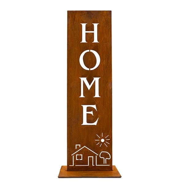 Rost-Stele „Home" für Haus und Garten