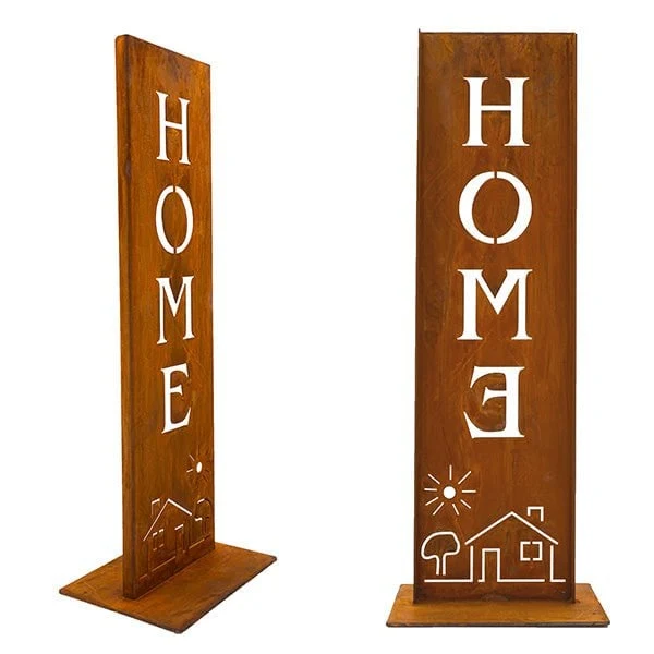 Rost-Stele „Home" für Haus und Garten