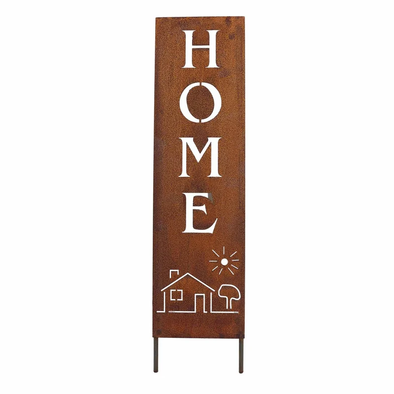 Rost-Stele „Home" für Haus und Garten