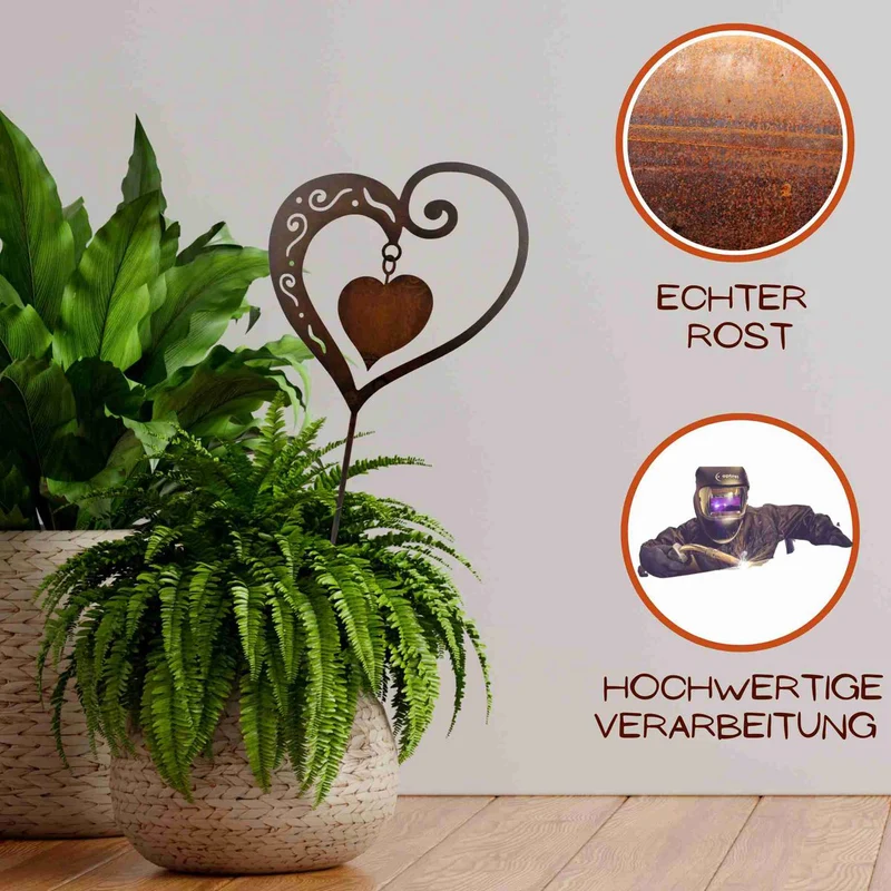 Rost-Herz-Duett zum Hängen oder Stecken – Geschenk zum Muttertag