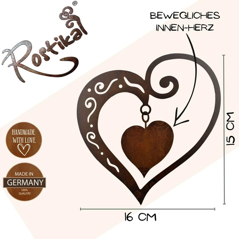Rost-Herz-Duett zum Hängen oder Stecken – Geschenk zum Muttertag