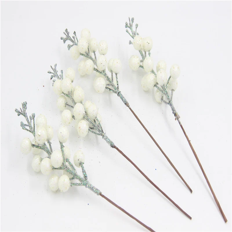 22 cm 24 Stück Glitter Künstliche Holly Beeren Stämme für Weihnachten