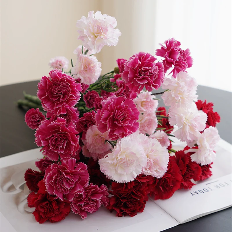 43 cm Kunstblume Nelke Busch mit 7 Stielen
