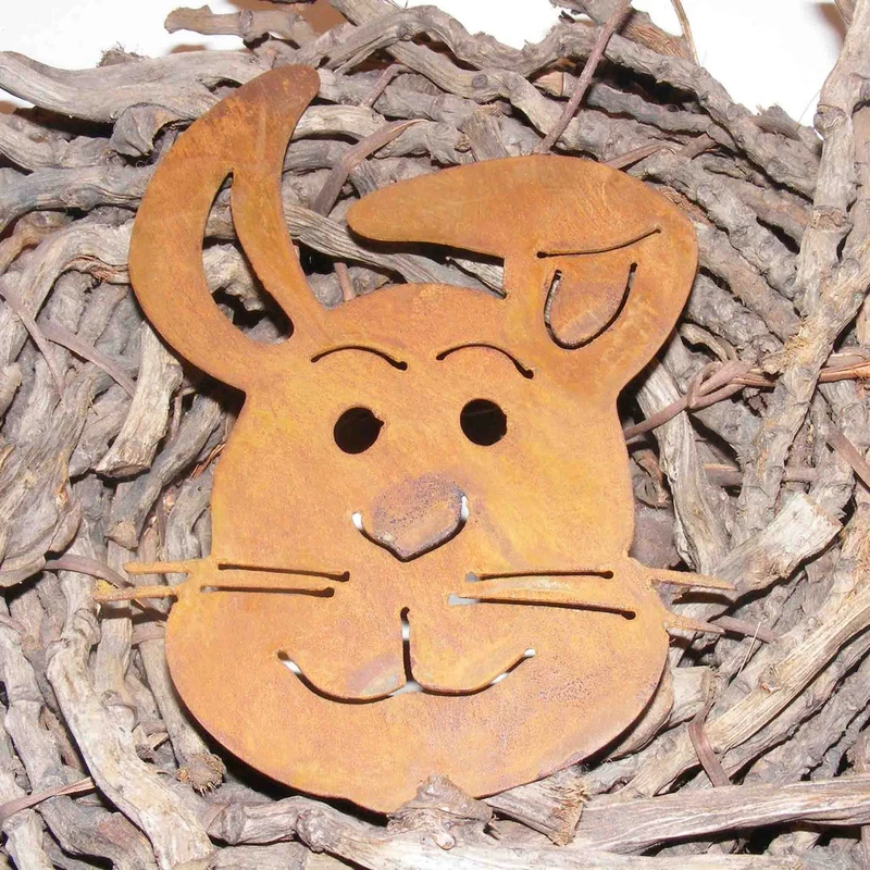 Rost Deko Hase | lustige Osterdeko Figur | Edelrost Gartendeko für Ostern