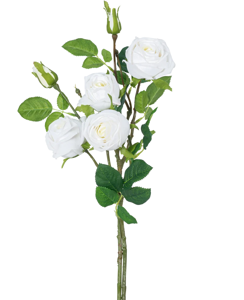 Künstlicher Rosenzweig doppelt Real Touch weiß 80cm