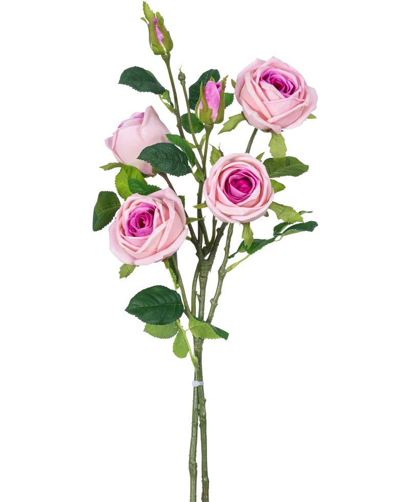 Künstlicher Rosenzweig doppelt Real Touch rosa 80cm