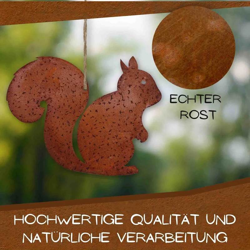 Metalldeko Rost Eichhörnchen Kecki - trendige Herbstdekoration