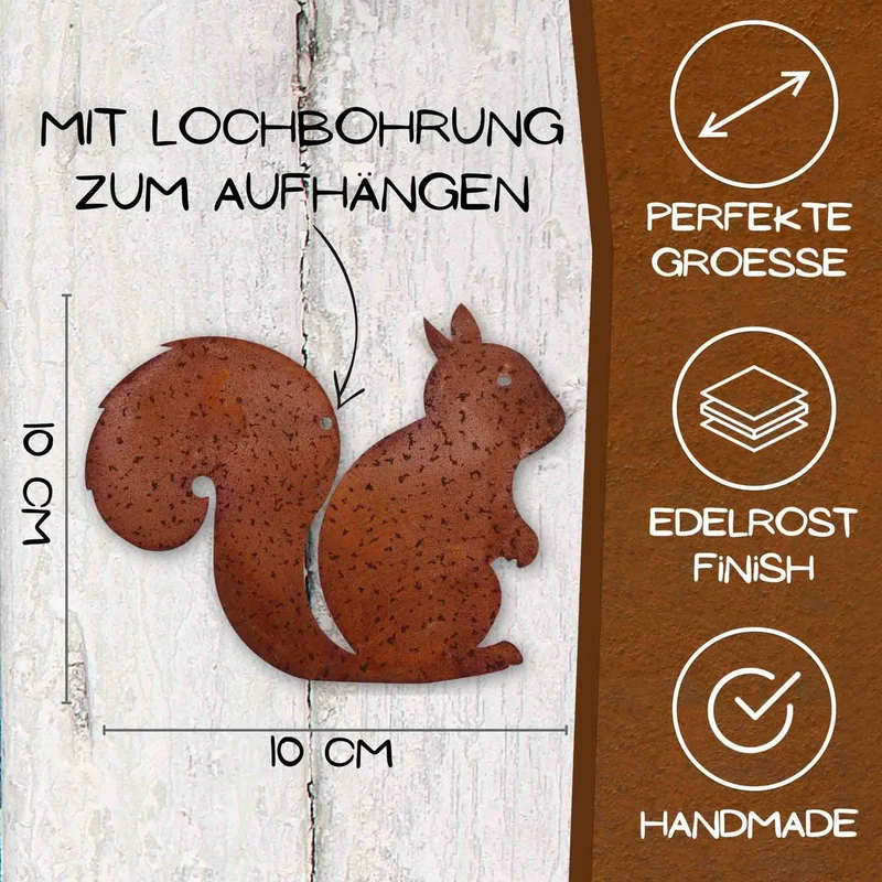 Metalldeko Rost Eichhörnchen Kecki - trendige Herbstdekoration